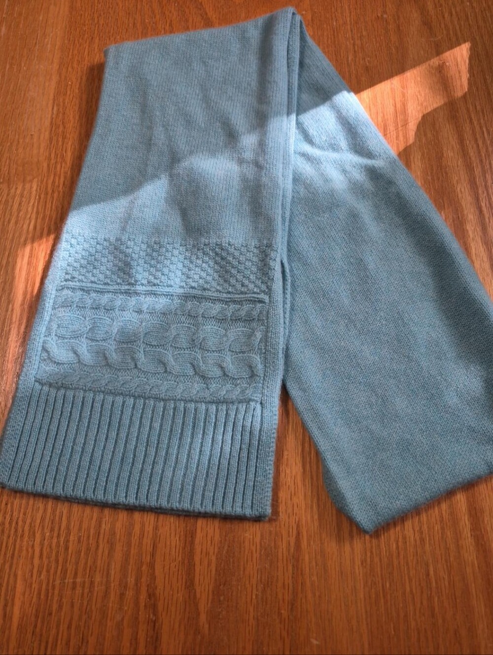 Talbots 100% Cashmere Scarf – Dusty Blue – Textured Knit